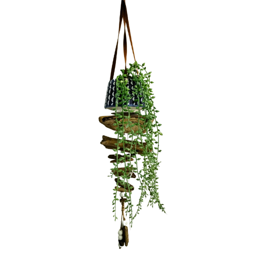 Hanging Driftwood & Ceramic “Plant”er