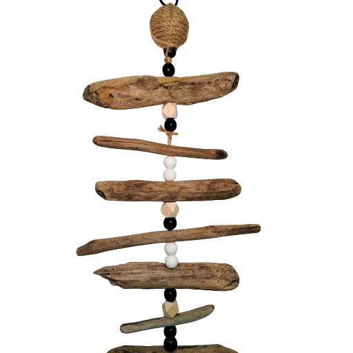 B&W Beaded Driftwood Garland with Tassel