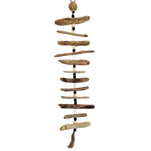 B&W Beaded Driftwood Garland with Tassel