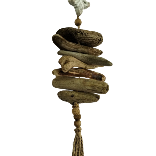 Driftwood Hanging Decor with White Medallion