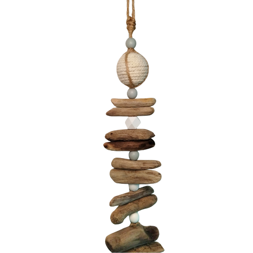 Neutral Beaded Driftwood Garland with Tassel