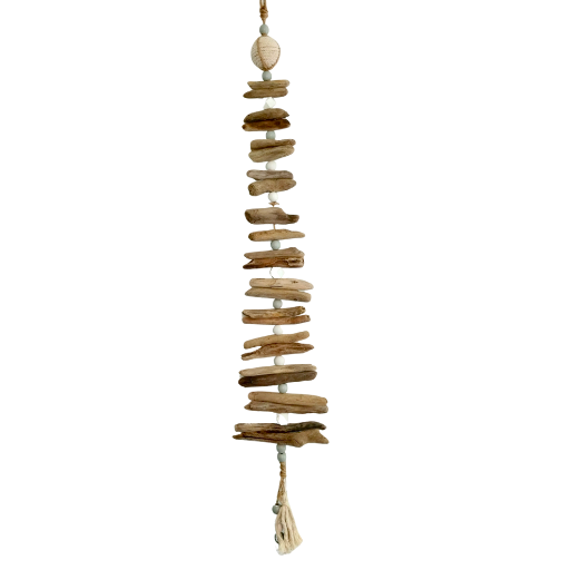 Neutral Beaded Driftwood Garland with Tassel